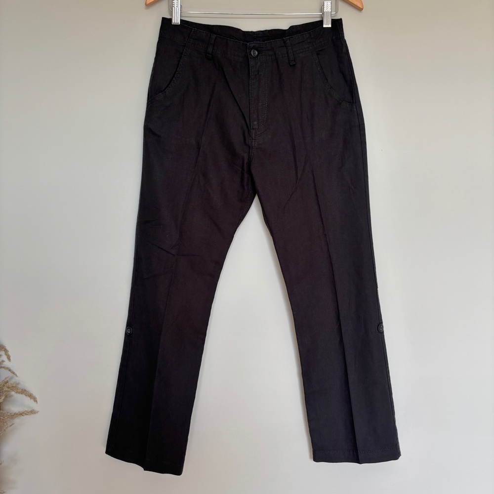 H&M Girls Size Large Linen Blend Pants Pockets Black Summer Pants Dressy